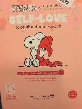 Peanuts x Celavi Self-Love Face Masks  - Collagen + Retinol + Strawberry